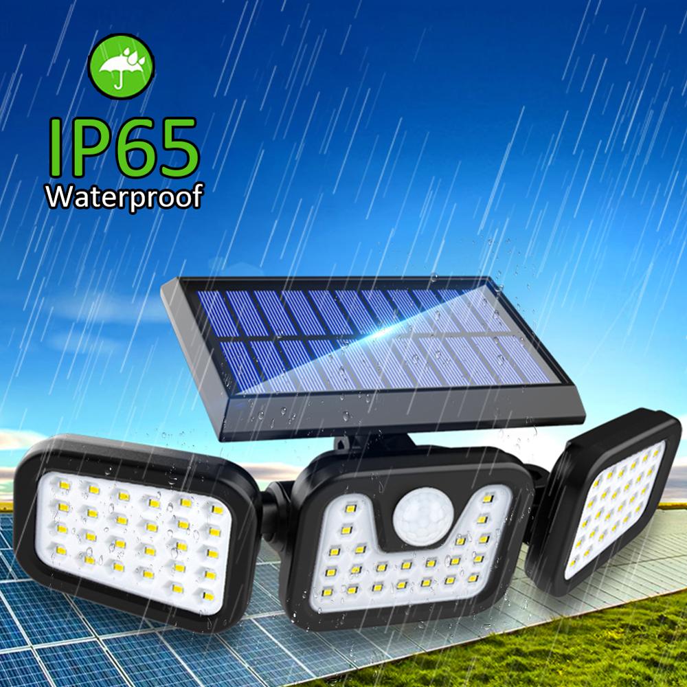 3 Modes LED Solar Lamp PIR Motion Sensor Outdoor Solar Garden Light Three-Sided Waterproof Energy Saving Wall Yard Lamps