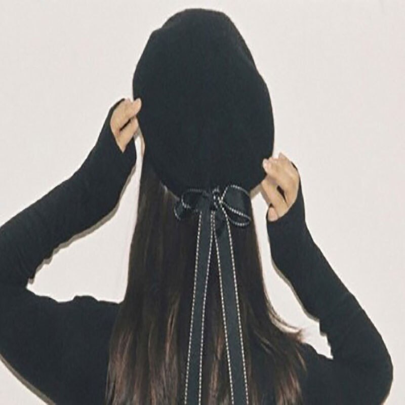 1Pcs Vrouwen Mode Vrouwen Zachte Boog Elegante Baretten Winter Warme Muts