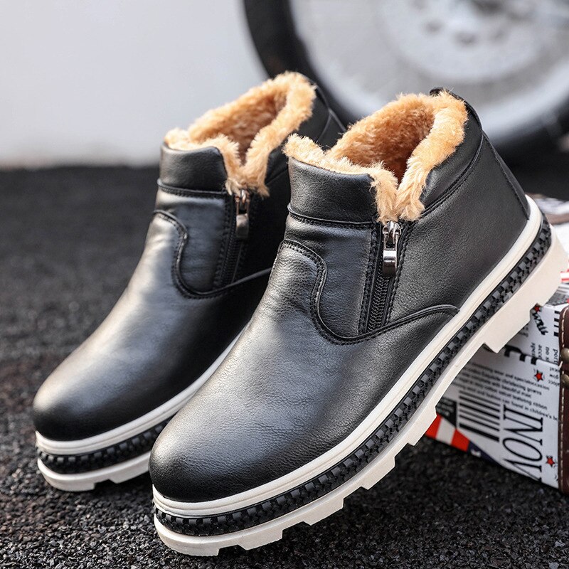 Dwayne Winter herren PU Super Warm Komfort Schnee Stiefel Zipper Winter männer Schuhe Zapatillas Winter männer boots39-44: Black / 42