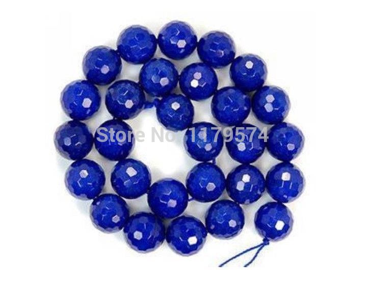 Gratis mooie mode-sieraden 8mm Facet Blue Sapphire Ronde Losse Kralen 15 "AAA sp0289