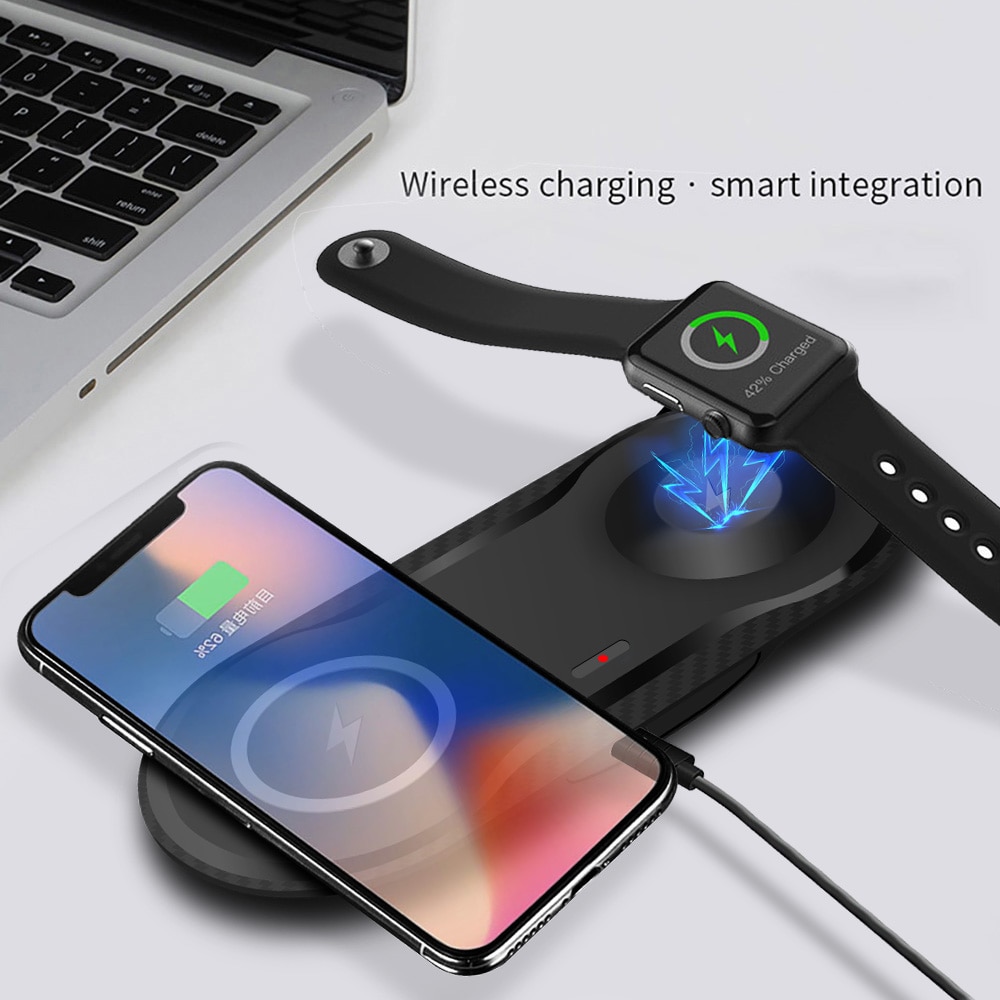 FDGAO 2 in 1 Qi Wireless Charging Dock Station for iPhone 12 11 Pro X XS MAX XR For Apple Watch SE 6 5 4 3 10W Fast Charger Pad