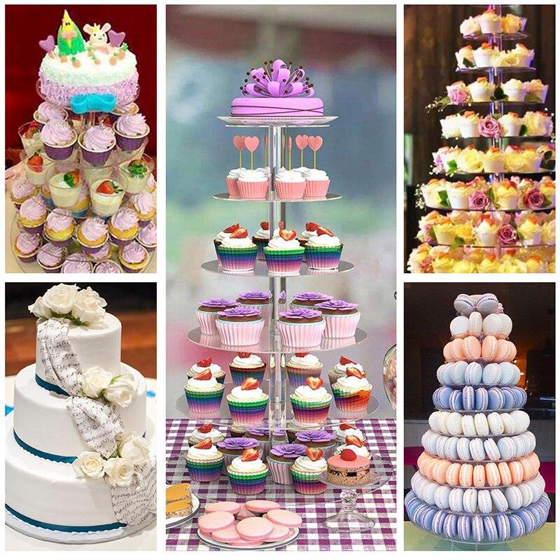 3/4/5/6/7 Tier Acrylic Wedding Cake Stand Crystal Cup Cake Display Shelf Cupcake Holder Plate Birthday Party Decoration Stands