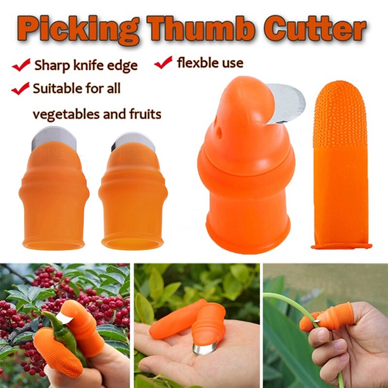 Silicone Thumb Knife Finger Protector Vegetable Harvesting Knife Plant Blade Scissors Cutting Rings Garden Gloves