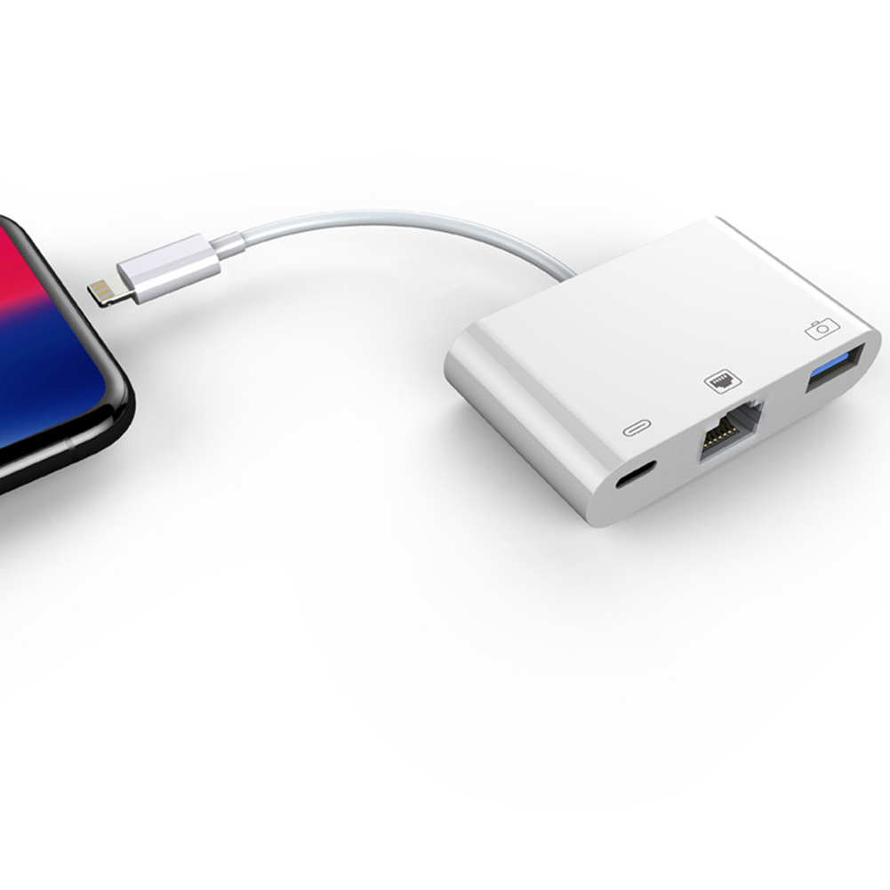 Adaptador 3 en 1 Lightning a tarjeta de red Rj45, adaptador de carga de cámara Lightning a Ethernet para iPhone 14 13/12/11 pro Max iPad