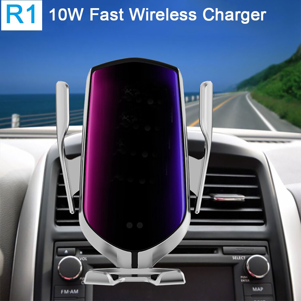 R1 10 de Fixação Automática W Carro Carregador Sem Fio Para iPhone Huawei LG Infravermelho Indução Xs Qi Sem Fio do Carregador Do Telefone Do Carro titular