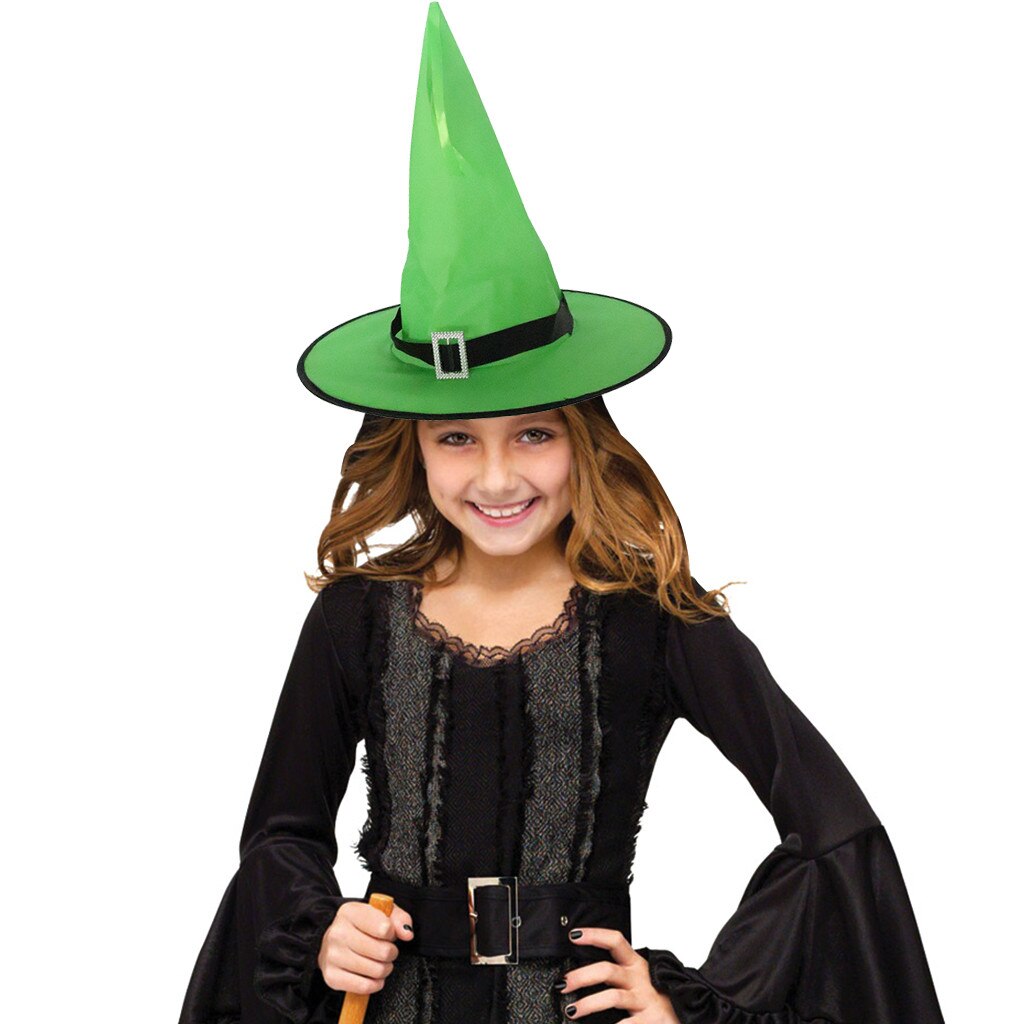 Halloween Funny Hat Prom Party Hat Decoration Strappy Hat Witch Hat Children Kids Hat#D3: Green