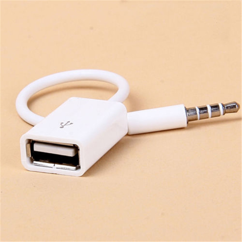 1 stuk 3.5mm Male AUX Audio Kabel Wit Plug Jack Naar USB 2.0 Female Converter Auto Adapter mp3 Mannelijke AUX Audio Plug Jack Naar USB