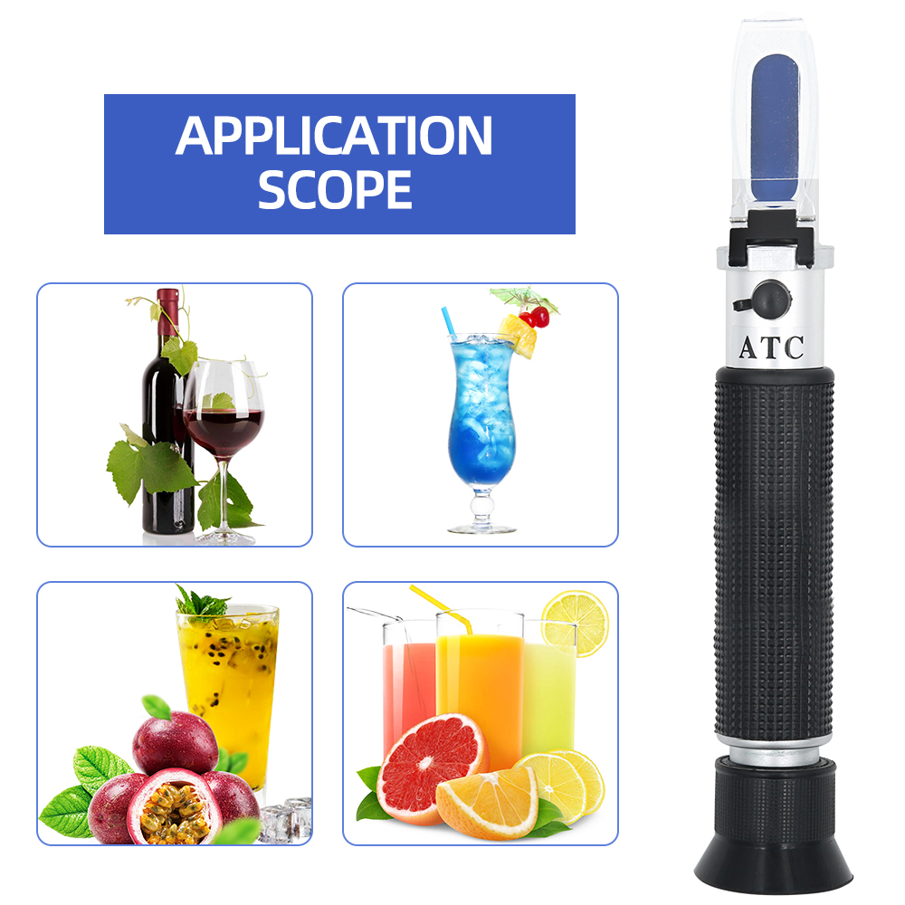 Handheld Brix Refractometer Tester 28-62% Brix Sugar Concentration Meter With ATC 10℃-30℃ Sugar Refractometer
