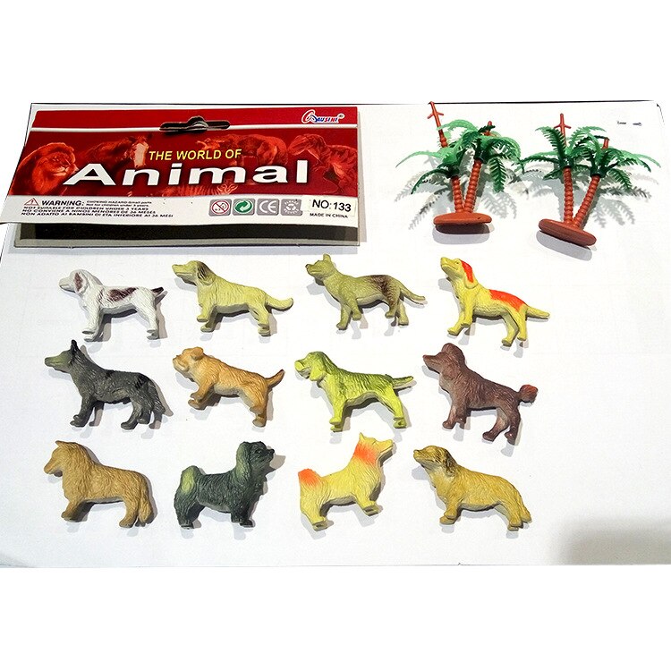 12 Pcs Animal Dinosaurus Model Ornamenten Wilde Bos Simulatie Dier Scène Accessoires Kinderspeelgoed: dog