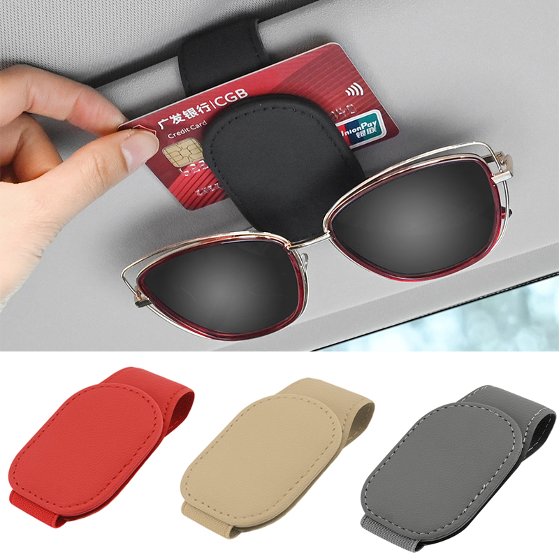 Supporto Magnetico Per Occhiali Da Auto In Pelle - Clip Per Visiera - Grigio, Set Da 2 - 2