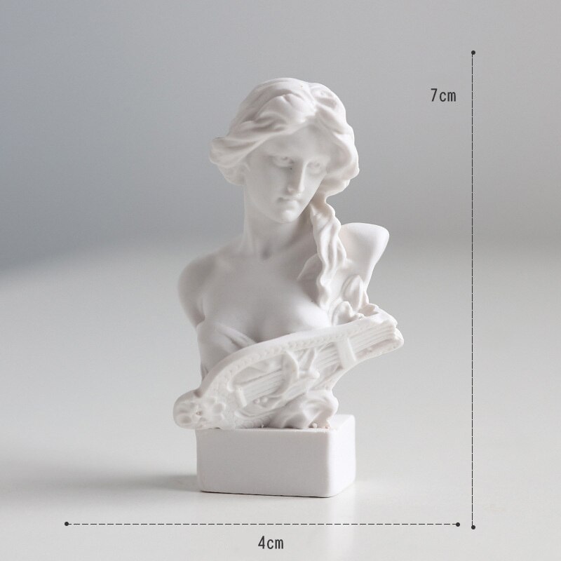 Mini berømtheder gips statue gips buste portrætter græsk mytologi skulptur tegning praksis desktop hjem ornament: Mini -8