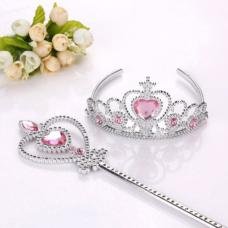 Prinzessin Kostüm Haar Clip Prinzessin Kopfschmuck Mädchen Krone Haar Zubehör Zauberstab einstellen Gebühr Zauberstab Stirnband Schmuck: C