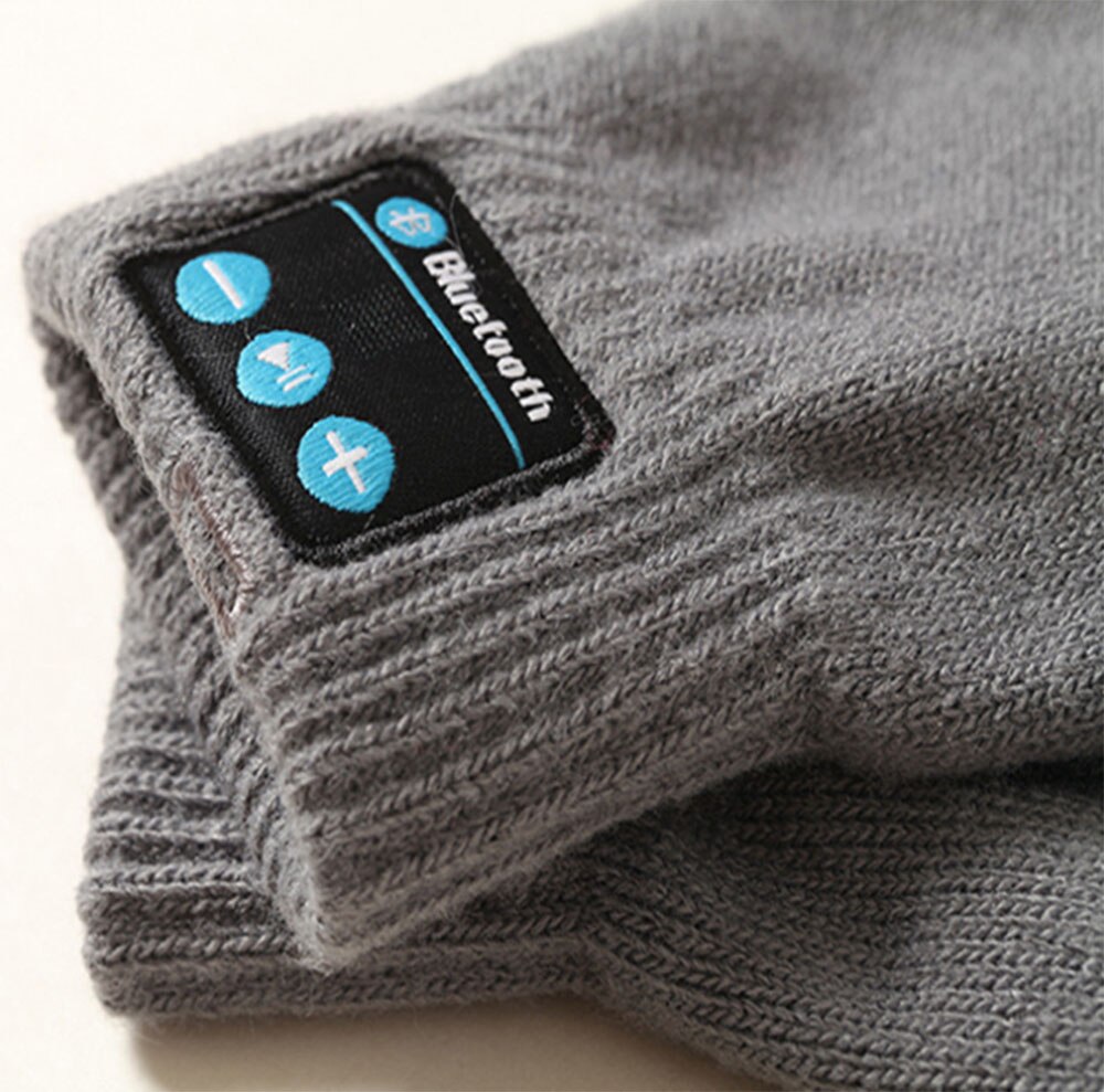 Bluetooth Handschoenen, Draadloze Bluetooth Handschoenen, Winter Handschoenen Touchscreen met Ingebouwde Stereo Speakers, Verwijderbare Hoofdtelefoon: Grijs