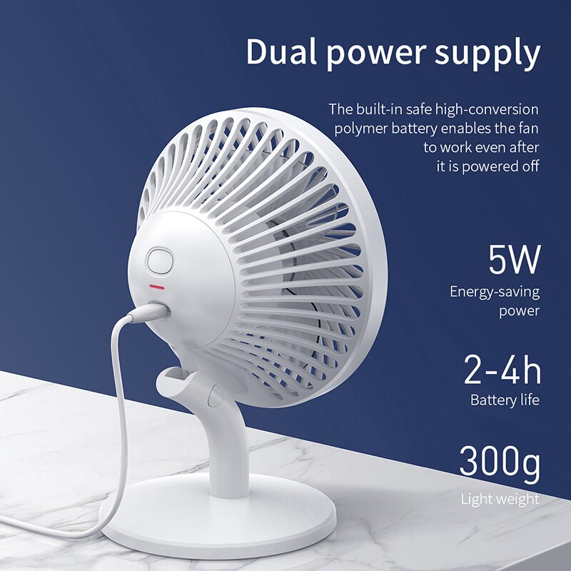 Baseus Rechargeable USB Fan Desktop Desk Electric Mini Fan For Office Gadgets Portable Summer Cooler Cooling Fan Clip Small Fan