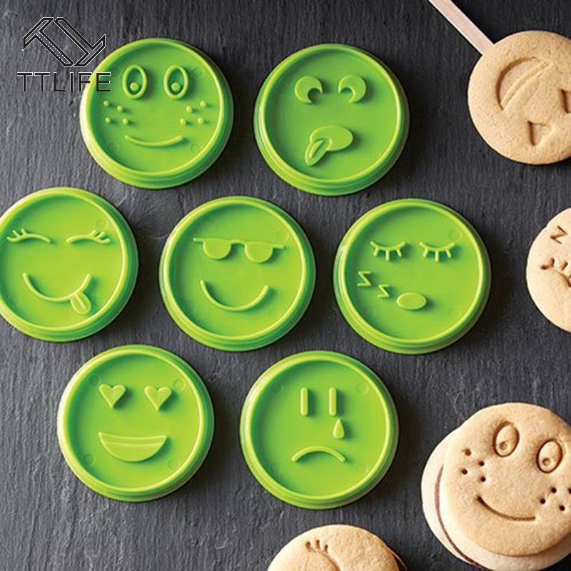 7 Stuk Smiley Siliconen Cookie Cutter Biscuit Mold Fondant Cakevorm Bakken Tools Cortadores De Fondant Cookie Cutters Set