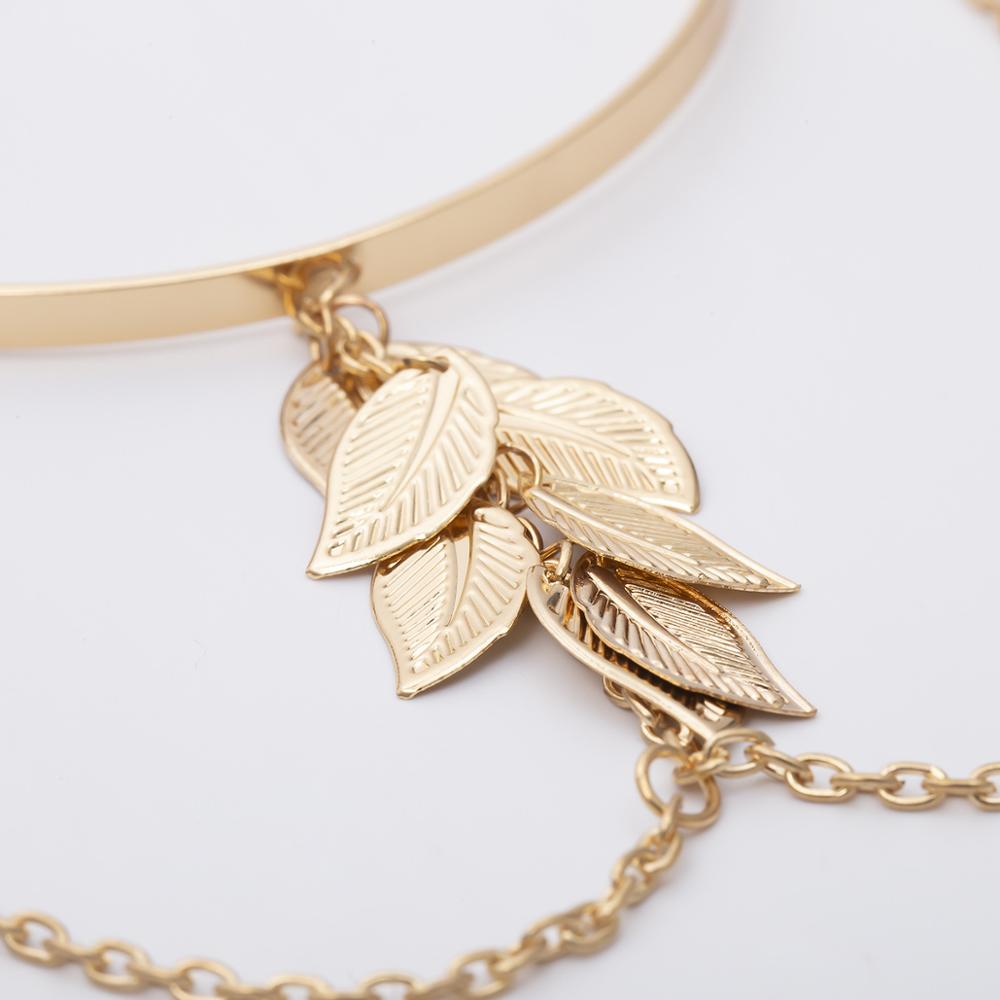 J.Shine Bohemian Leaves Upper Arm Cuff Alloy Chain Charms Bracelets Bangles on Women&#39;s Arm Bracelet Jewelry Accessories