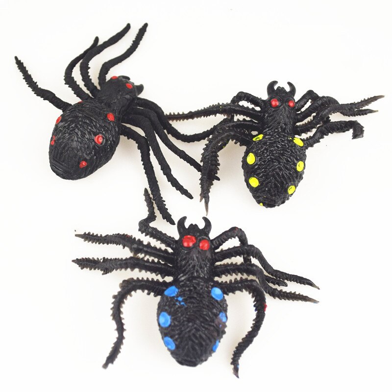 big size Halloween Novel Black TPR Simulation Spider Shaped Rubber Kids/Children Toy: 9X5.5cm