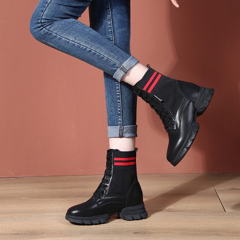 Zapatos de baile modernos salón Tango/Jazz para mujeres zapatos de baile cuadrado tacón plano Fondo suave Fitness zapatillas bota Pu: Black / 4,5