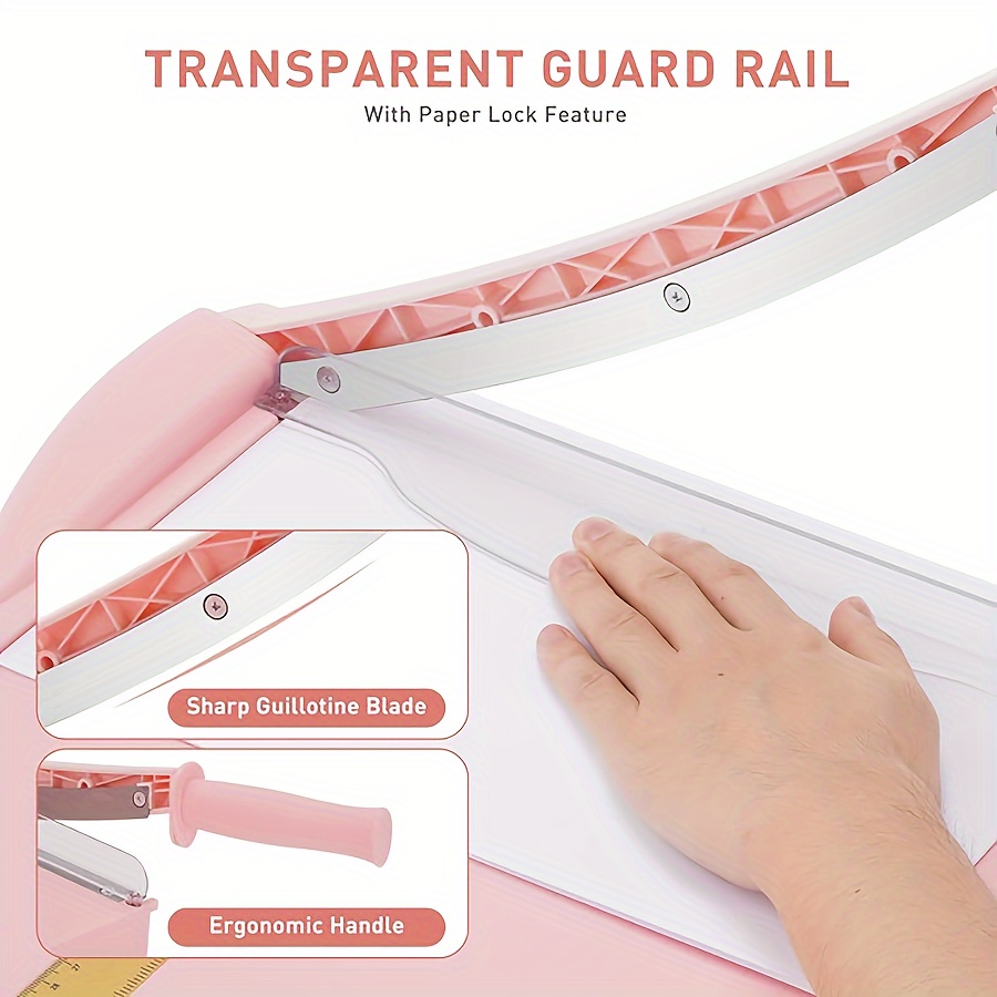 Pink paper cutter & paper cutter with safety guard, heavy-duty paper cutter with 16 sheets capacity