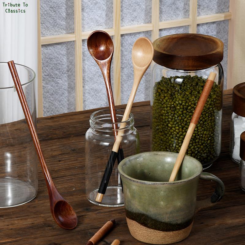 Kleine 1Pc Holz Tee Löffel Lange Kaffee Löffel Teelöffel Holz Honig Nachtisch Löffel Kaffee Trinken Rührer Teelöffel Geschirr