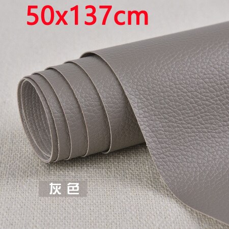 Parche de tela de cuero sintético para reparación de sofá, Pegatina autoadhesiva sin planchado, parches de tela de cuero para álbum de recortes, 50x137cm: 50x137 gray