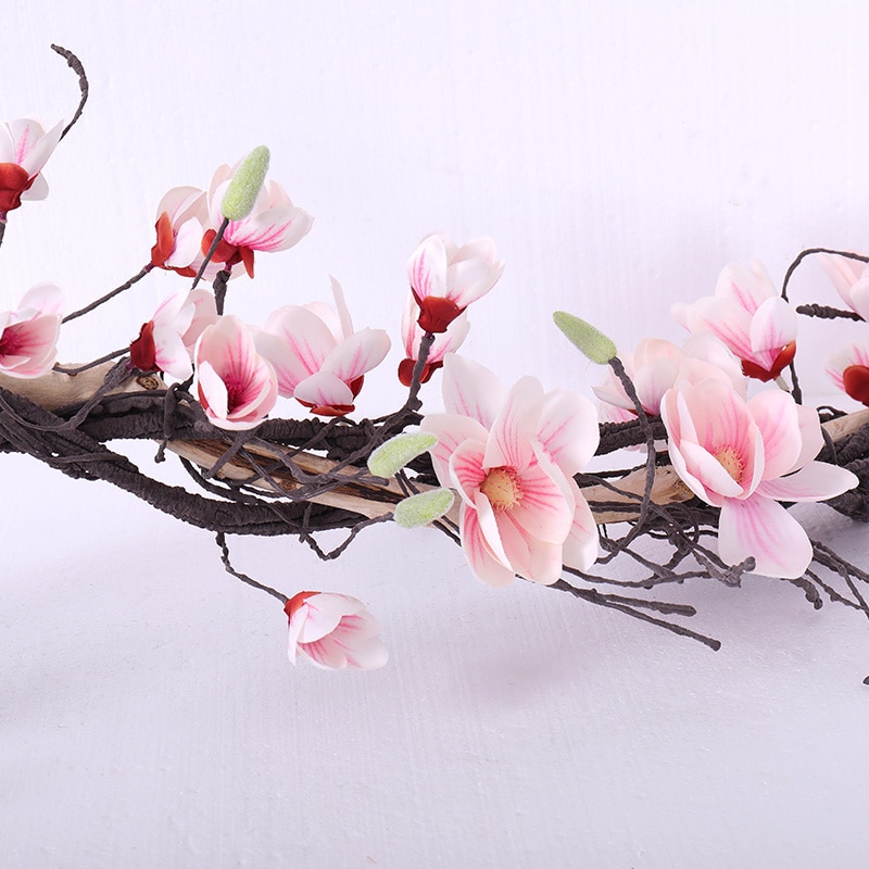 Magnolia bröllop båge dekorationer blommor vägg murgröna vinranka krans konstgjorda blommor girlander hängande grenar vägg blommor girlander