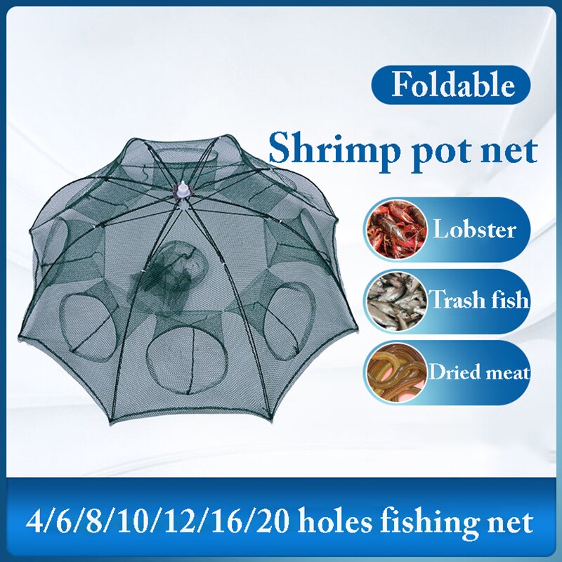 Strengthened Automatic Foldable 4-20 Holes Hexagon Fish Network Fishing Net Shrimp Cage Nylon Fish Trap Cast Nets Trap Cast Net
