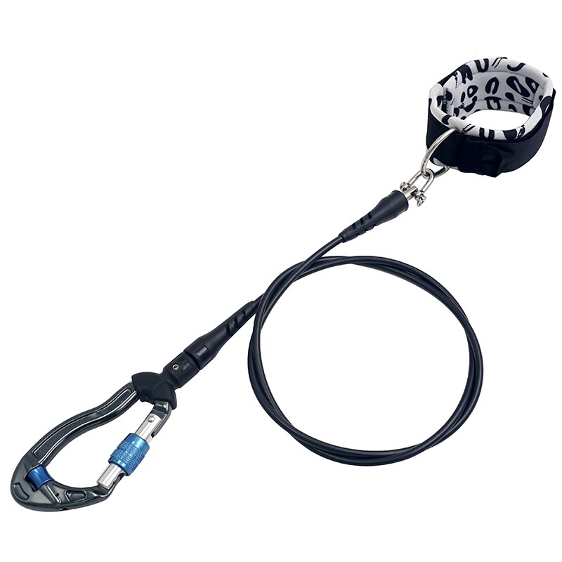 Underwater Freediving Diving Lanyard 316 stainless steel Rope With Carabiner Swivel Snap Loose Safety Cable Security Wristband