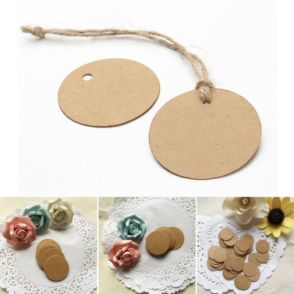 100 pcs Ronde Tags Handgemaakte Kraftpapier Hang Tags Bruiloft Hang Tags Craft Tags