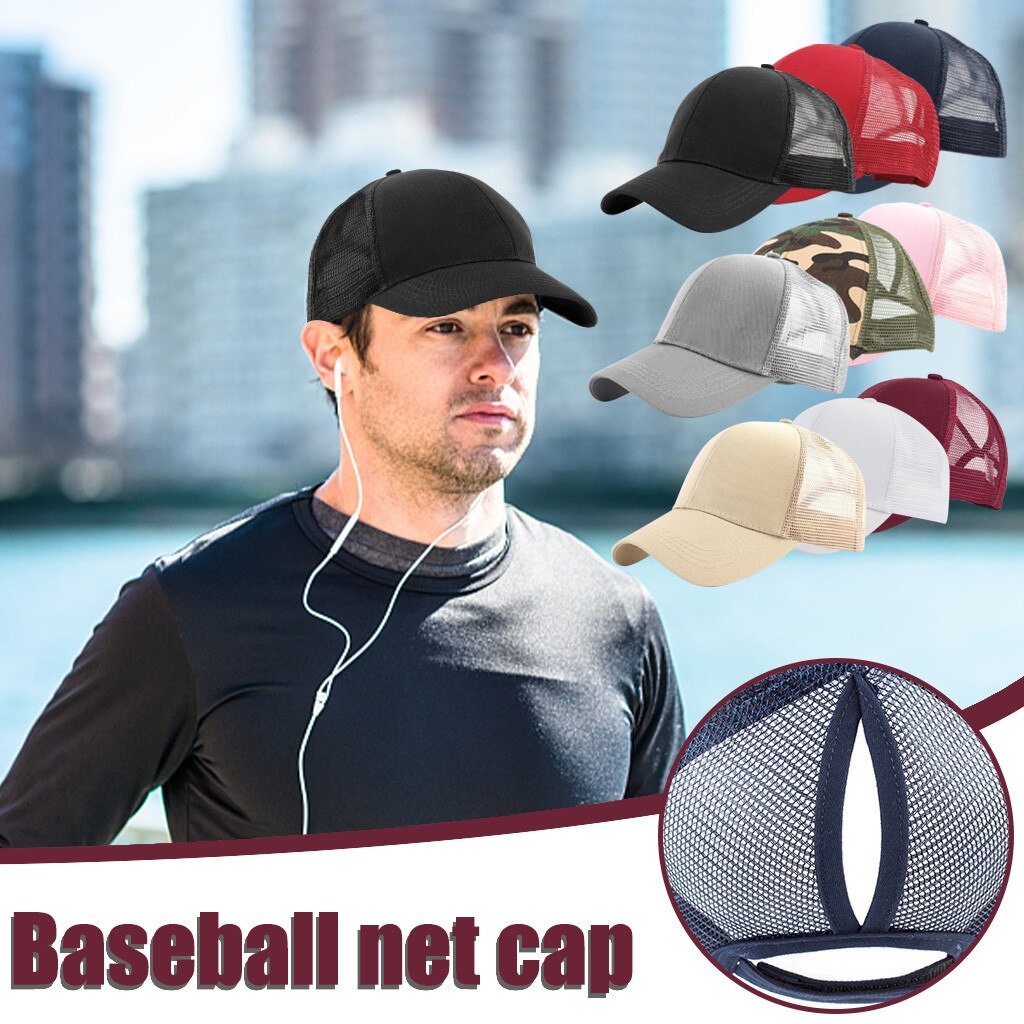 Support and Outdoor Unisex Baseball Mesh Cap Open Back Solid Color Sun Hat Cap top selling product