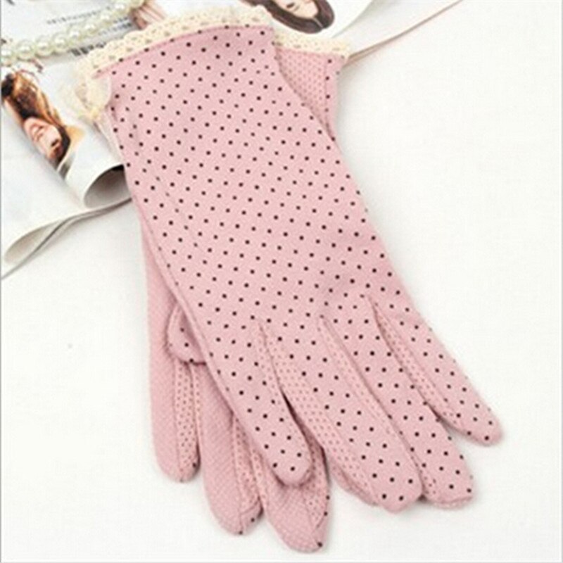 1 paar Zomer Katoen Korte Handschoenen zonwering Zonnebrandcrème Oversleeps antislip Handschoenen Vrouwelijke Roze