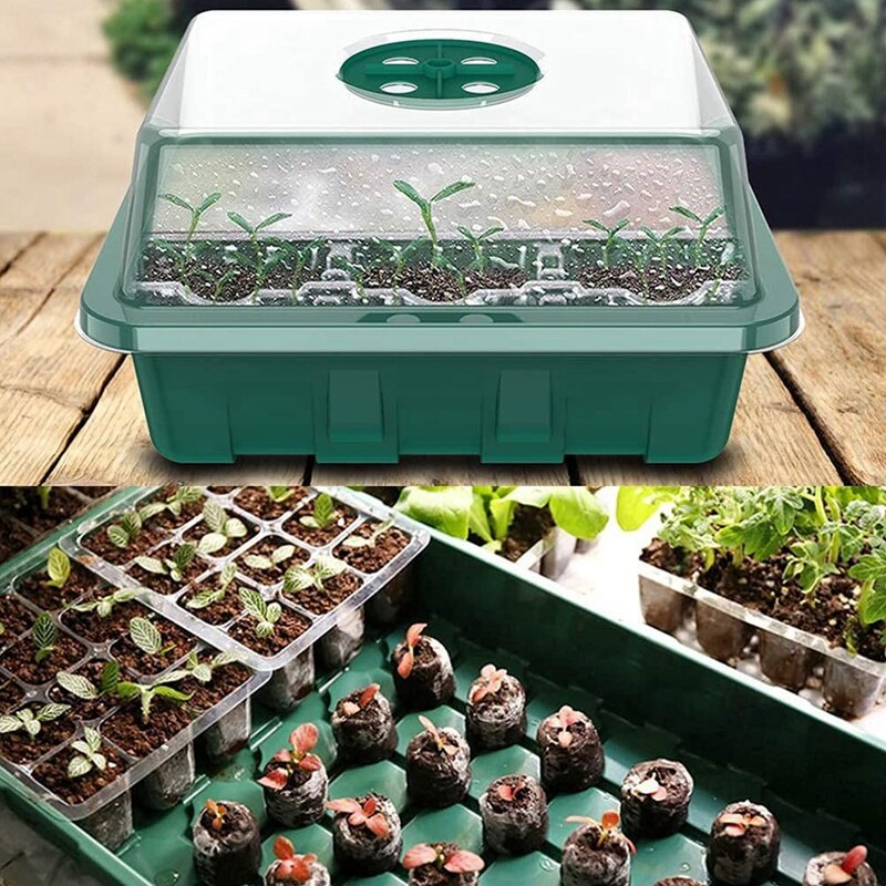 5-Pack Seed Starter Tray Seedling Starter Kits, Plant Starter Kit With Humidity Domes And Base Greenhouse Propagator