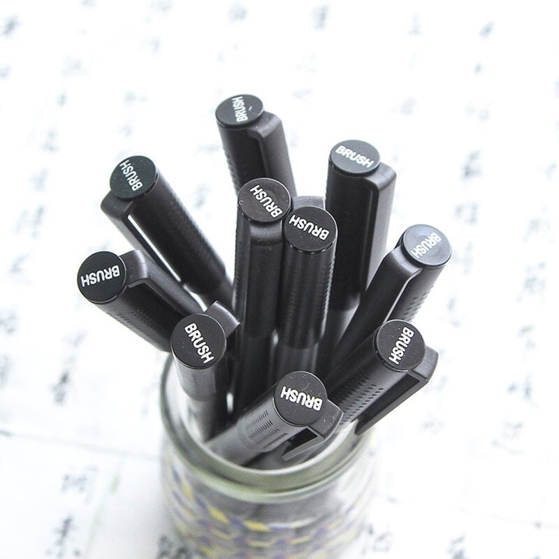 Penseelstiften, kunstmarkers, fineliners, penseelpunt, zwarte pennen voor kleurboeken voor volwassenen, bullet journal, aantekeningen maken, tekenen