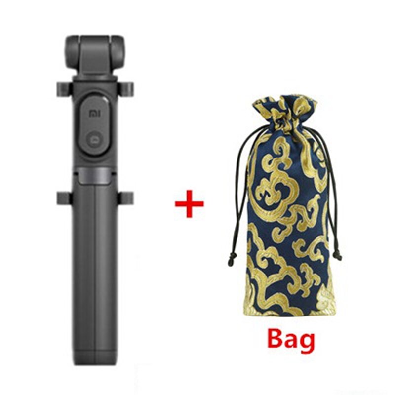 Original Xiaomi Mi 3 en 1 Wireless Bluetooth Selfie Stick Mini Trípode: black add gold bag