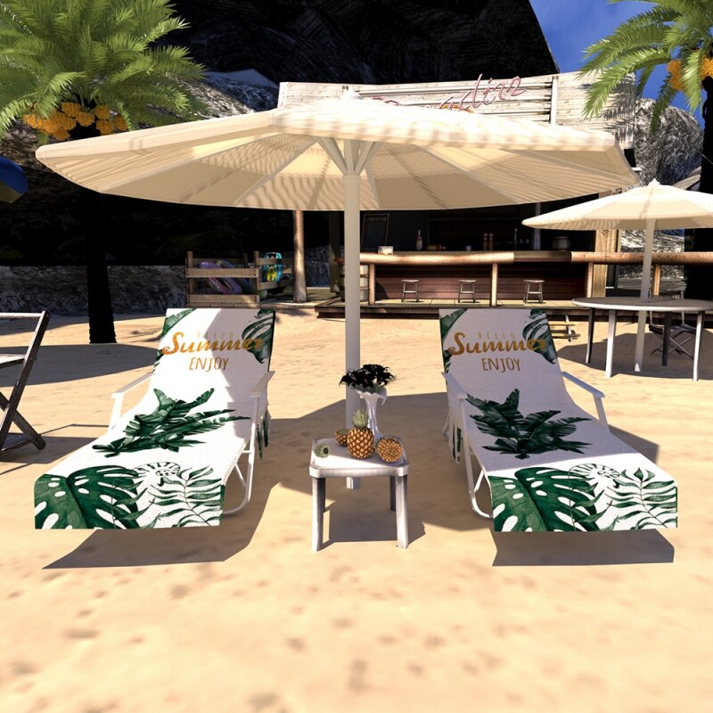 Lazy Lounger Beach Towel Chair Covers With Pockets Quick Drying Beach Lounge Chair Cover Towel Bag For Hotel Sunbathing