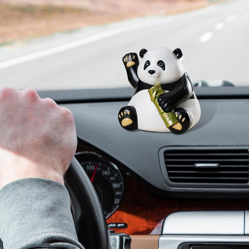 Panda-Figuren, niedlicher Karikatur-Panda-Bär, Solarspielzeug, Armaturenbrett-Figuren, Schreibtisch-Schaukel-Statuen, Panda-Schreibtisch-Zubehör, Bommel-Tänzerin