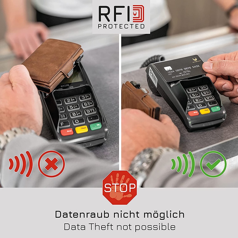 YATBEST True Pickup Bag Automatic Pop up Metal Wallet RFID Anti theft Brush Large Capacity Card Clip for Men