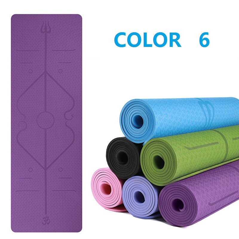 TPE Yoga Mat 183x61cm - Non-Slip Fitness Mat with Position Line for Beginners