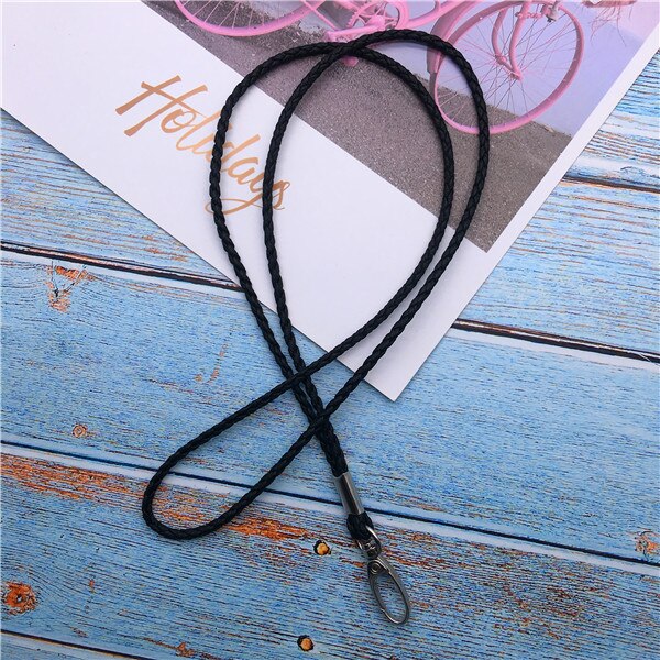 PU Mobile Phone Lanyard Straps Rope for Key Lanyard Metal Clip Hanging Neck Rope Lanyard para llaves key ring chain: black2