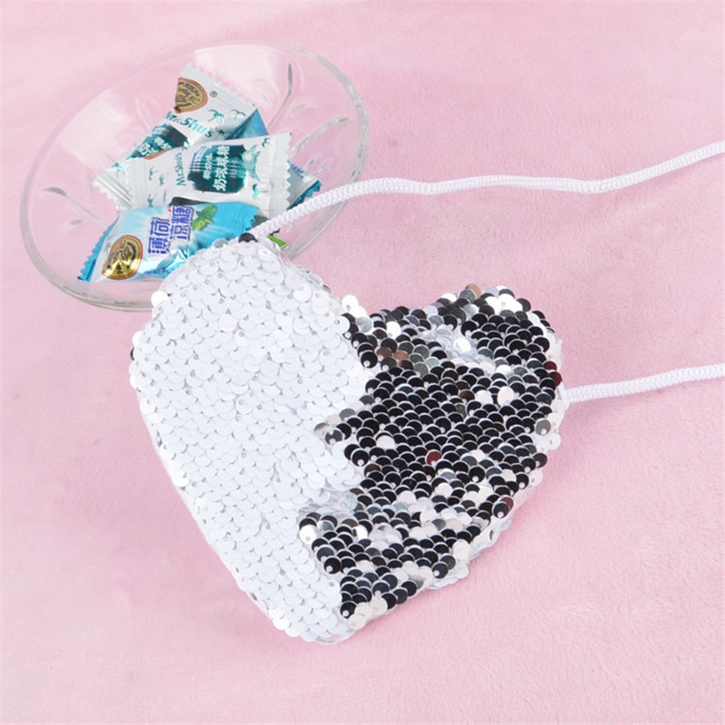Nette Mini Tasche Frauen Neue Mädchen Meerjungfrau Pailletten Geldbörse Herz Brieftasche Mini Umhängetasche Cartoon Handtaschen Sac Femme v15