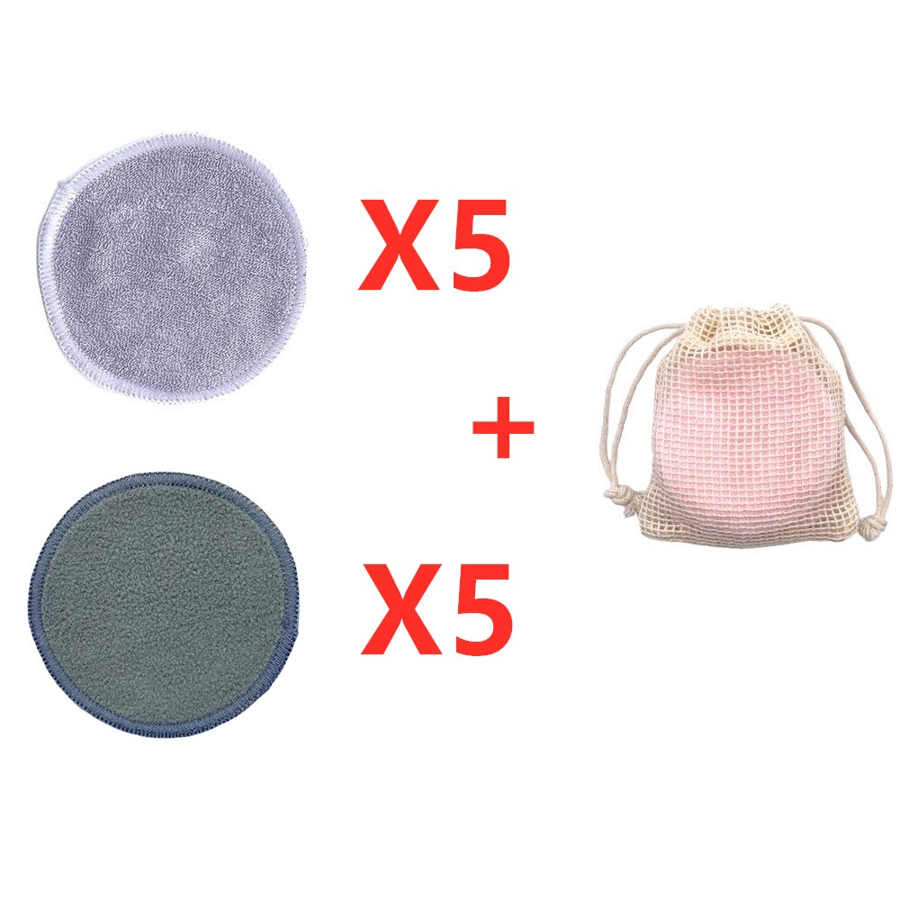 Eco Herbruikbare Bamboe Makeup Remover Pads 10 Stks/zak Wasbare Rondes Gezichtsreiniging Katoen Make Up Verwijderen Pads Tool: 5Gray 5  BamCharcoal