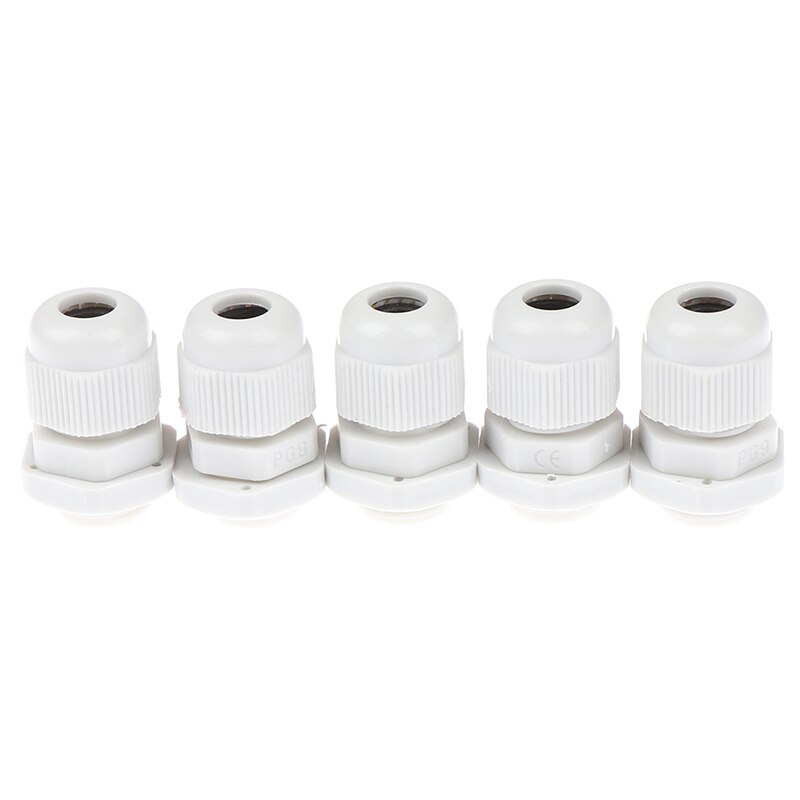 5pcs JETTING PG9 Wit Zwart Waterdicht Nylon Plastic Cable Gland Connector Voor 4-8mm Draad kabel: B