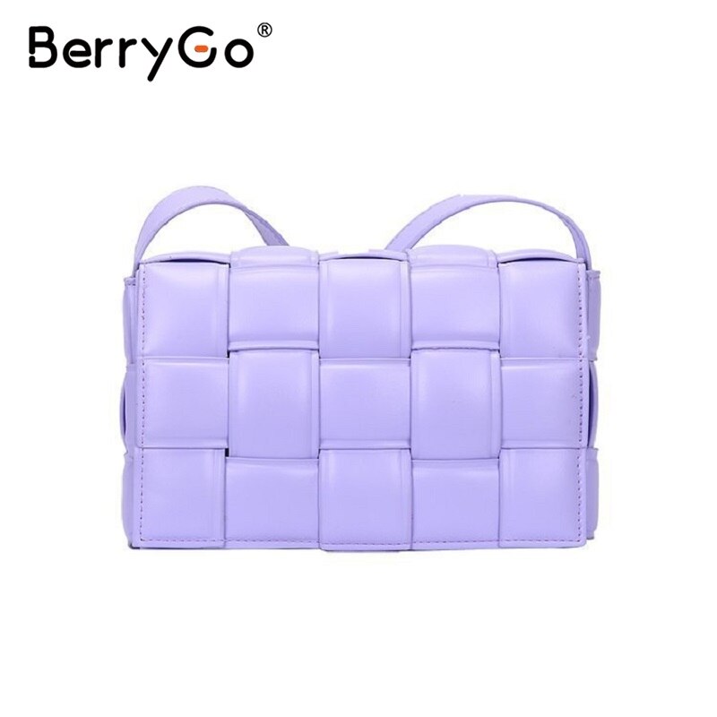 Berrygo casual damevesker 5 farger fresh daily skulderveske street style skinn dameveske gitterveske: Lilla