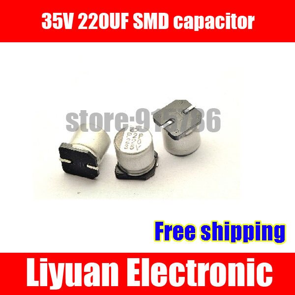 35 V 220 UF SMD condensador electrolítico de aluminio/220 UF 35 V condensador SMD/volumen 10*10,4 MM
