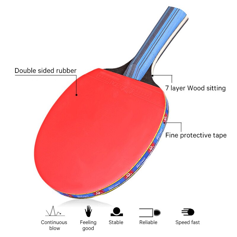 2 pçs/lote Bat Tênis De Mesa Raquete Dupla Face Espinhas Em Long Short Lidar Com Bolas de Ping Pong Paddle Raquete Conjunto Com 3 + Saco