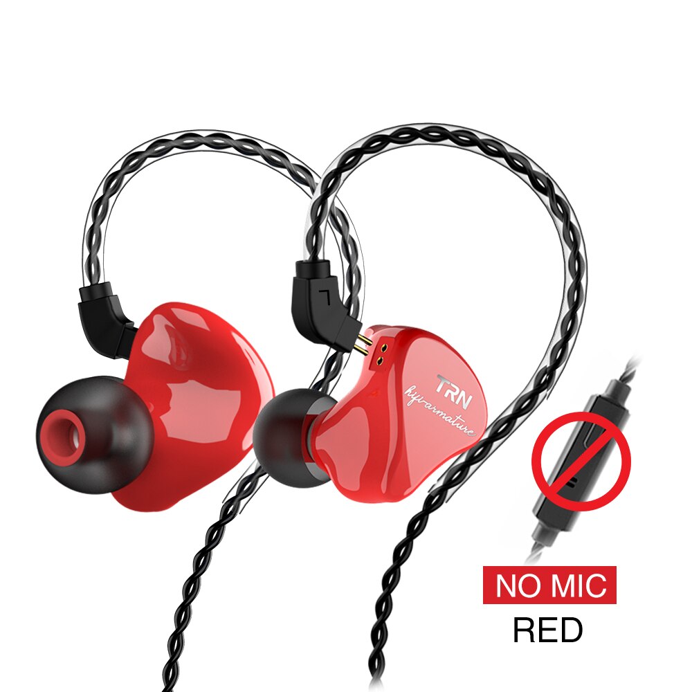 TRN IM1 PRO 1BA 1DDHybrid In Ear Earphone Monito Running Sport Earphone HIFI Headset Detachable Detach 2Pin Cable TRN VX V90 M10: Red no mic