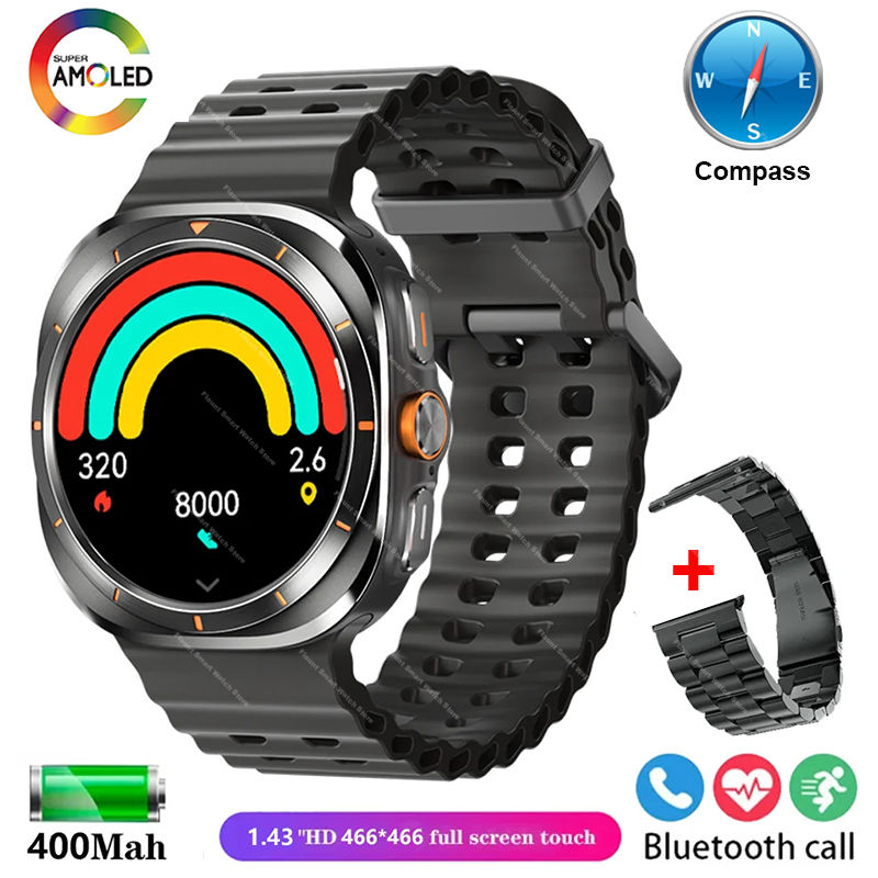 2025New Orologio originale Ultra Smartwatch 47mm AMOLED ChatGPT GPS NFC Bussola IP68 Orologio impermeabile Chiamata Bluetooth Smart Watch da uomo: Giallo