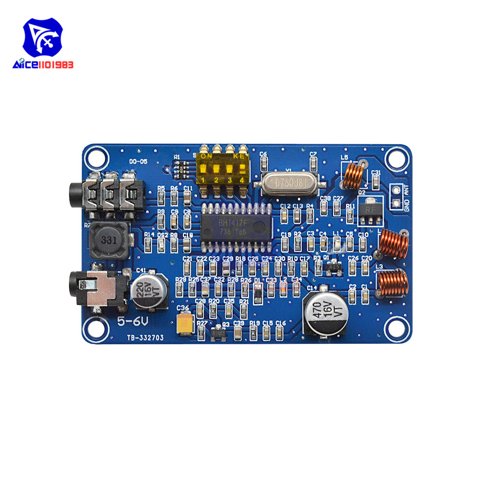diymore BH1417 50Hz-15000Hz Wireless Stereo PLL FM Transmitter Module Digital 2 Channel Radio Station Board DC 5-6V