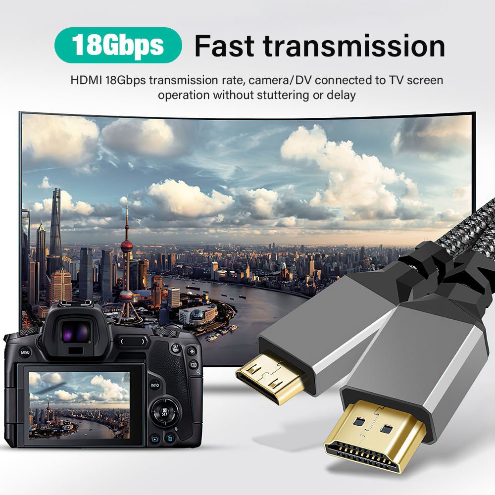 Mini hdmi til hdmi-kabel hdmi 2.0 2.0 mini hdmi hann til hann 4k 60hz hd-adapter omformer 1m 2m 3m 5m 1 2 3 5 meter lang 30cm korte