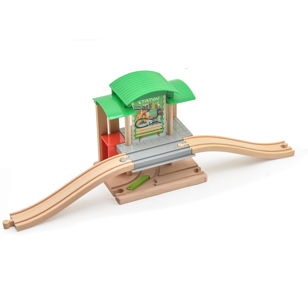 Houten Trein Trein Station Houten Spoor Speelgoed Elektrische Trein Spoor Accessoires Fit Voor Alle Hout Tracks Speelgoed Voor Kinderen: station B 2S